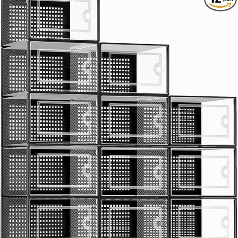 Kuject X-Large Shoe Storage Boxes Organizers Clear Plastic