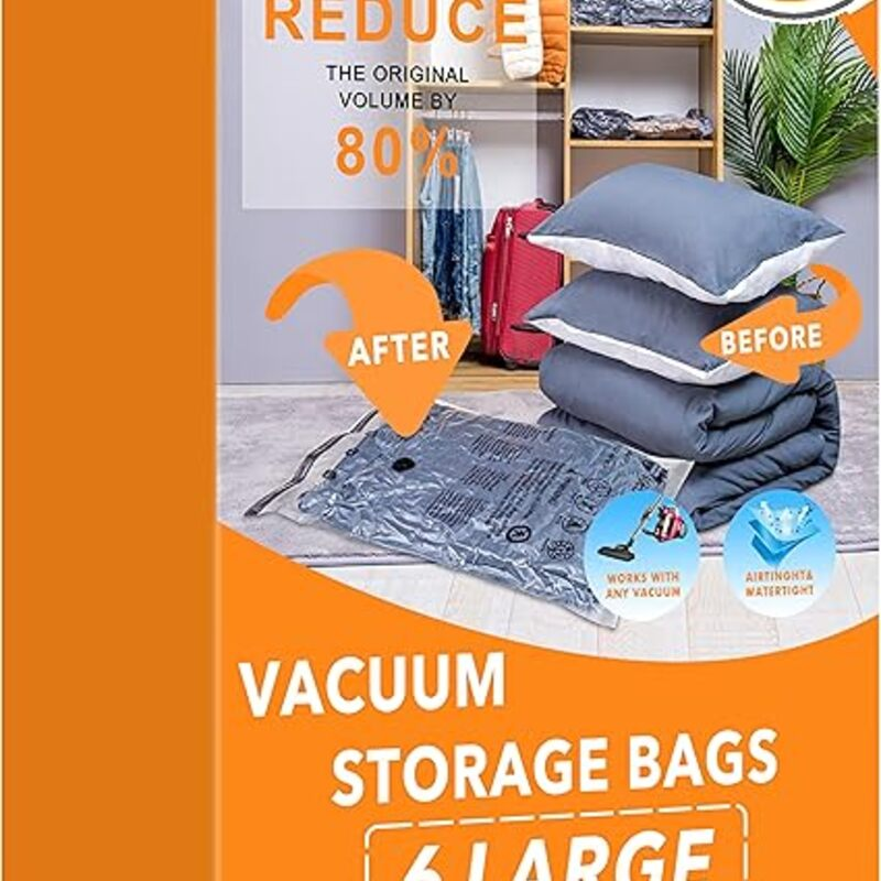 6 Large Vacuum Storage Bags,Plastic Packaging Bags,Space