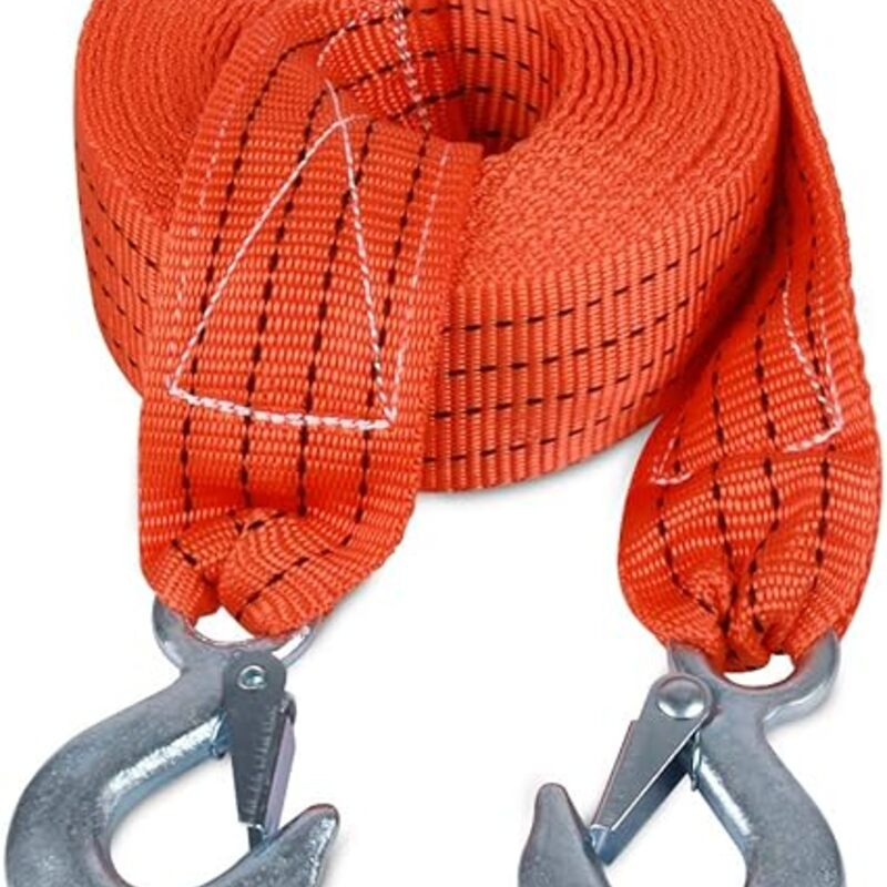 Tow Strap with Hooks 2in X20Ft Recovery Strap 10,000LB Break