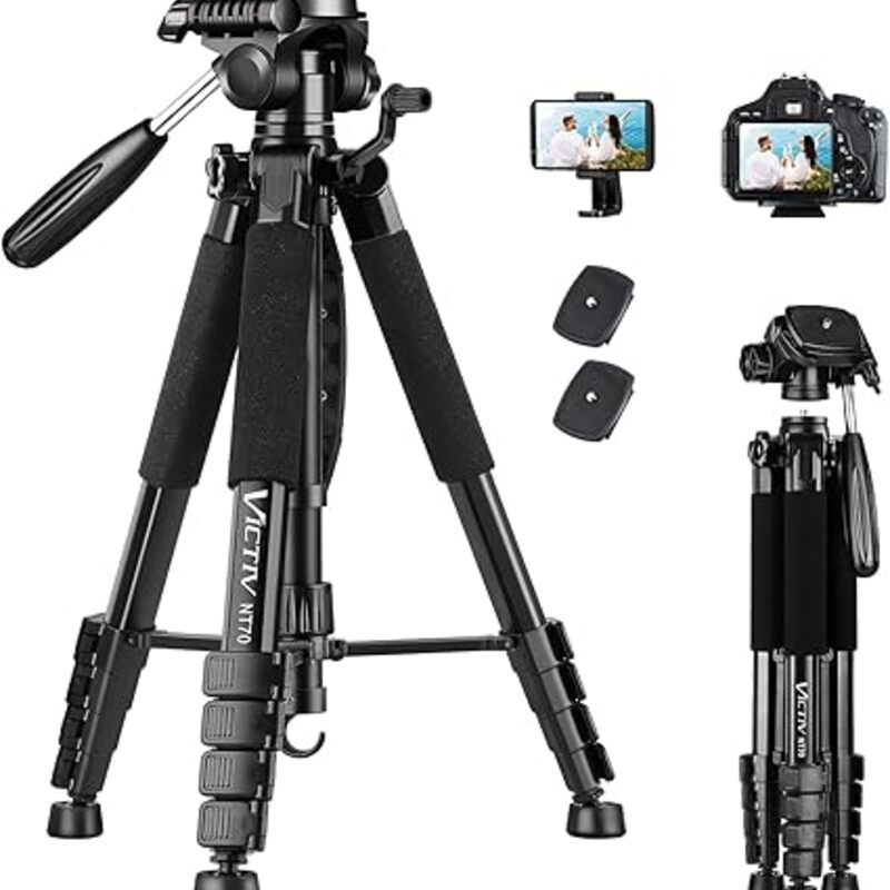 VICTIV 74” Camera Tripod, Tripod for Camera and Phone,