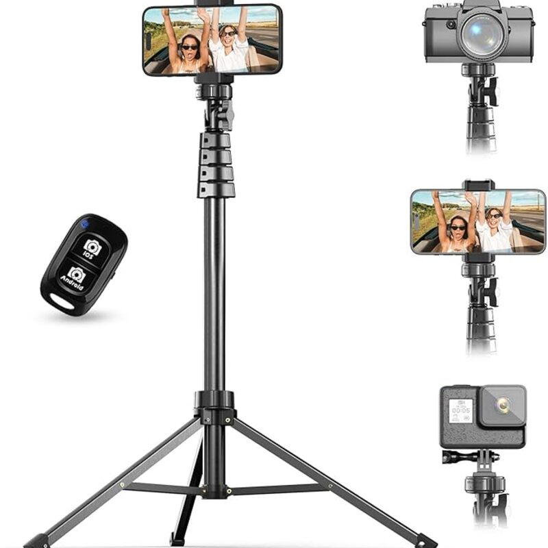UBeesize 62" Phone Tripod & Selfie Stick, Camera Tripods