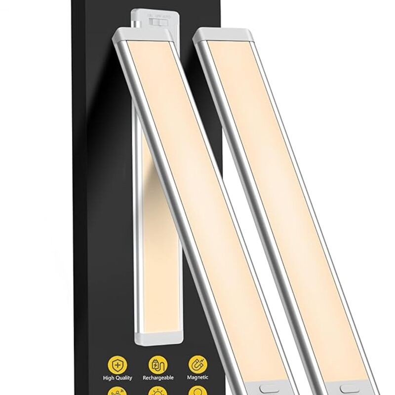 MCGOR 14.7inch Under Cabinet Lighting, 2 Pack Rechargeable