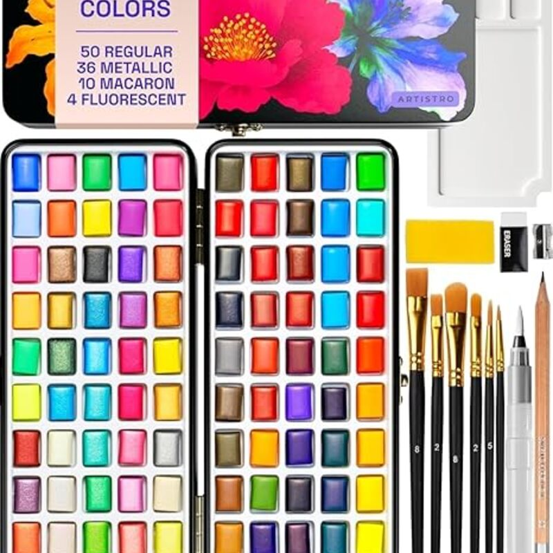 ARTISTRO 100 Colors Watercolor Paint Set - Portable Paint