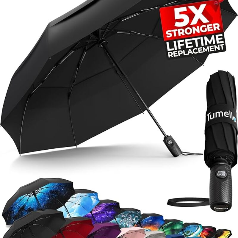TUMELLA Strongest Windproof Travel Umbrella (Compact,